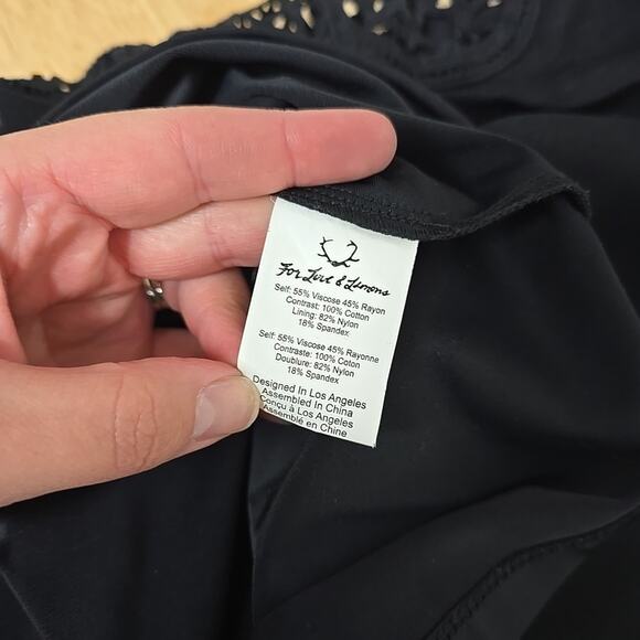 For Love & Lemons Womens Large Black Lace Mini Dress Floral Lined Party/Cocktail - Picture 4 of 9